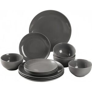 simpa 12PC Grey Glazed Ceramic Stoneware Dinner Set Grey simpa 12PC Grey Glazed Ceramic Stoneware Dinner Set Grey