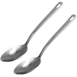 simpa Large Stainless Steel Serving Spoons - Set of 2 in Metallic Silver Metallic Silver simpa Large Stainless Steel Serving Spoons - Set of 2 in Metallic Silver Metallic Silver