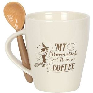 KDMD My Broomstick Runs on Coffee Mug & Spoon Set in White White KDMD My Broomstick Runs on Coffee Mug & Spoon Set in White White