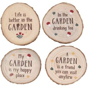 KDMD Garden Wood Slice Coaster Set in Brown Brown KDMD Garden Wood Slice Coaster Set in Brown Brown