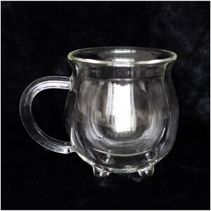 KDMD Clear Double Walled Glass Cauldron Mug in Silver Silver KDMD Clear Double Walled Glass Cauldron Mug in Silver Silver