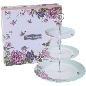 London Boutique 3 Tier Cake Stand Plates For Tea Pink Vintage Rose New Bone China in Green Size: 26.4L Green 26.4L London Boutique 3 Tier Cake Stand Plates For Tea Pink Vintage Rose New Bone China in Green Size: 26.4L Green 26.4L