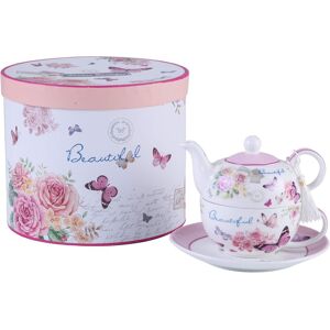 London Boutique Tea for One Teapot Cup suacer Set Vintage Flora Rose Lavender Porcelain Gift Box (Butterfly Rose) in White Size: 0.6m2 White 0.6m2 London Boutique Tea for One Teapot Cup suacer Set Vintage Flora Rose Lavender Porcelain Gift Box (Butterfly Rose) in White Size: 0.6m2 White 0.6m2
