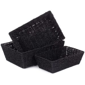 Red Hamper Set of 3 Black Paper Rope Tray Black Red Hamper Set of 3 Black Paper Rope Tray Black