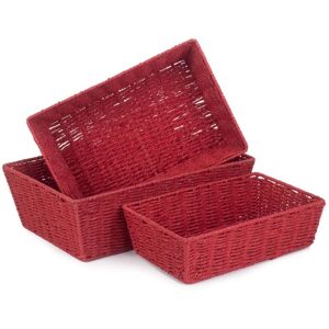 Red Hamper Set of 3 Red Paper Rope Tray Red Red Hamper Set of 3 Red Paper Rope Tray Red