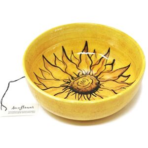 Verano Spanish Ceramics Sunflower Hand Painted Ceramic Yellow Kitchen Dining Round Bowl (Diam) 23cm Yellow Verano Spanish Ceramics Sunflower Hand Painted Ceramic Yellow Kitchen Dining Round Bowl (Diam) 23cm Yellow