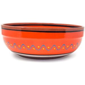 Verano Spanish Ceramics Fiesta Hand Painted Ceramic Kitchen Dining Deep Salad Bowl (Diam) 26cm in Orange Orange Verano Spanish Ceramics Fiesta Hand Painted Ceramic Kitchen Dining Deep Salad Bowl (Diam) 26cm in Orange Orange