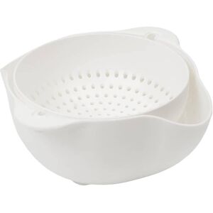 Calitek Colander Strainer Set with Detachable Plastic 1.3L Rotatable Bowl White White Calitek Colander Strainer Set with Detachable Plastic 1.3L Rotatable Bowl White White