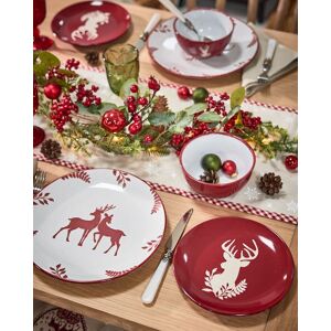 Dibor 12 Piece Red Plates & Bowls Reindeer Christmas Dinner Set 4 Person Christmas Crockery Set Red 4 Person Dibor 12 Piece Red Plates & Bowls Reindeer Christmas Dinner Set 4 Person Christmas Crockery Set Red 4 Person
