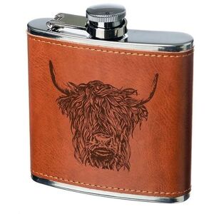 Selbrae House Leather Hip Flask - Highland Cow in Brown Brown Selbrae House Leather Hip Flask - Highland Cow in Brown Brown