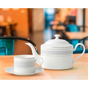 London Boutique Teapot With Built-in Filter for Loose Leaf Tea, 1.3L Large, White With Silver Rim Size: 1000L White 1000L London Boutique Teapot With Built-in Filter for Loose Leaf Tea, 1.3L Large, White With Silver Rim Size: 1000L White 1000L