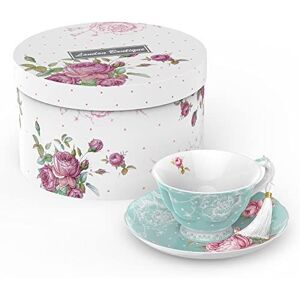 London Boutique Tea Cup & Saucer Set 1 Afternoon Tea Set New Bone China Vintage Flora Gift Box 200m (Turquoise) in Turquoise Turquoise London Boutique Tea Cup & Saucer Set 1 Afternoon Tea Set New Bone China Vintage Flora Gift Box 200m (Turquoise) in Turquoise Turquoise
