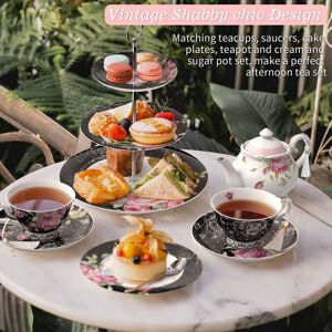 London Boutique Black 3 Tier Cake Stand - Cake Stand London Boutique Black 3 Tier Cake Stand - Cake Stand