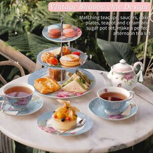 London Boutique Blue 3-Tier Cake Stand - Afternoon Tea Gift London Boutique Blue 3-Tier Cake Stand - Afternoon Tea Gift