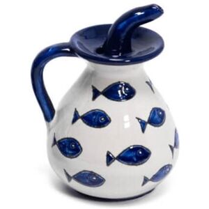 Verano Spanish Ceramics Signature Blue & White Fish Ceramic Kitchen Dining Fluted Pourer Dispenser (H) 16cm Blue Verano Spanish Ceramics Signature Blue & White Fish Ceramic Kitchen Dining Fluted Pourer Dispenser (H) 16cm Blue