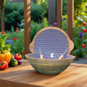 Hartsmede Sambhal Large Serving Bowl With Lid & Spoons in Blue Blue Hartsmede Sambhal Large Serving Bowl With Lid & Spoons in Blue Blue
