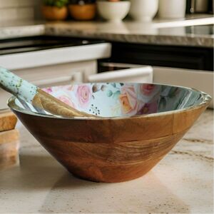 Hartsmede Handmade Large Serving Bowl With Matching Spoons Floral Ideal Gift Set in Pink Size: 6 Person Pink 6 Person Hartsmede Handmade Large Serving Bowl With Matching Spoons Floral Ideal Gift Set in Pink Size: 6 Person Pink 6 Person