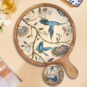 Hartsmede Handmade Serving Platter Tray With Bowl Hummingbird Ideal Gift in Beige Beige Hartsmede Handmade Serving Platter Tray With Bowl Hummingbird Ideal Gift in Beige Beige