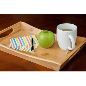 MANTRARAJ Bamboo Serving Tray With Handles Serving Platter Wooden Breakfast Tray in Brown Size: 1 Pack Brown 1 Pack MANTRARAJ Bamboo Serving Tray With Handles Serving Platter Wooden Breakfast Tray in Brown Size: 1 Pack Brown 1 Pack
