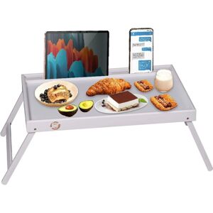 MANTRARAJ Bamboo Wooden Breakfast Serving Tray Bed Tray Table With Folding Legs in Grey Size: 1 Pack Grey 1 Pack MANTRARAJ Bamboo Wooden Breakfast Serving Tray Bed Tray Table With Folding Legs in Grey Size: 1 Pack Grey 1 Pack
