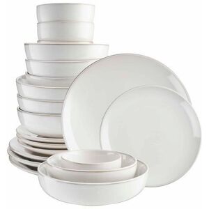 Cooks Professional 20pc Nordic Stoneware Dinnerware Set 4 Person Plate & Bowl Setting in White Size: 20 Pack White 20 Pack Cooks Professional 20pc Nordic Stoneware Dinnerware Set 4 Person Plate & Bowl Setting in White Size: 20 Pack White 20 Pack