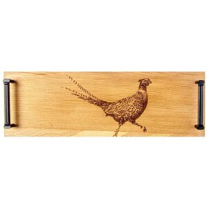 Selbrae House Oak Tray - Black Steel Handles - Pheasant in Light Brown Size: 1 Pack Light Brown 1 Pack Selbrae House Oak Tray - Black Steel Handles - Pheasant in Light Brown Size: 1 Pack Light Brown 1 Pack