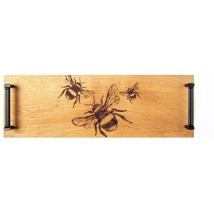 Selbrae House Oak Tray - Black Steel Handles - Bee in Light Brown Size: 1 Pack Light Brown 1 Pack Selbrae House Oak Tray - Black Steel Handles - Bee in Light Brown Size: 1 Pack Light Brown 1 Pack