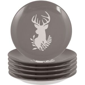 Dibor Set of 6 Grey Stag Head Christmas Dinner Plate Side Plates Dia21cm Size: 6 Pack Grey 6 Pack Dibor Set of 6 Grey Stag Head Christmas Dinner Plate Side Plates Dia21cm Size: 6 Pack Grey 6 Pack