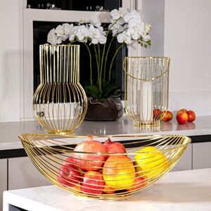 Madison & Mayfair Art Deco Style Large Wire Bowl - Gold Gold Madison & Mayfair Art Deco Style Large Wire Bowl - Gold Gold