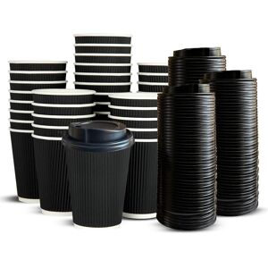 ECONX 8oz Disposable Paper Coffee Cups With Lid Triple Wall Ripple Cup x 500 in Black Size: 500 Piece Black 500 Piece ECONX 8oz Disposable Paper Coffee Cups With Lid Triple Wall Ripple Cup x 500 in Black Size: 500 Piece Black 500 Piece