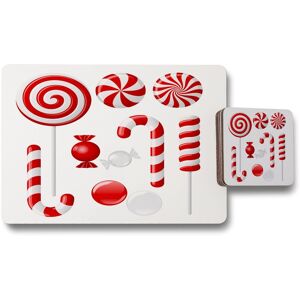 Benjamin Tate Design different red & white candies placemat coaster set in Natural Natural Benjamin Tate Design different red & white candies placemat coaster set in Natural Natural