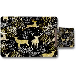 Benjamin Tate Design golden christmas placemat coaster set in Natural Natural Benjamin Tate Design golden christmas placemat coaster set in Natural Natural