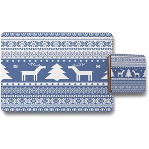 Benjamin Tate Design knitted ornamental pattern placemat coaster set in Natural Natural Benjamin Tate Design knitted ornamental pattern placemat coaster set in Natural Natural