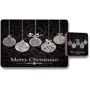 Benjamin Tate Design vintage christmas balls placemat coaster set in Natural Natural Benjamin Tate Design vintage christmas balls placemat coaster set in Natural Natural