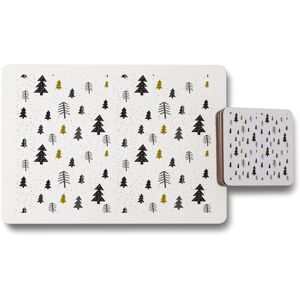 Benjamin Tate Design winter graphic placemat coaster set in Natural Natural Benjamin Tate Design winter graphic placemat coaster set in Natural Natural