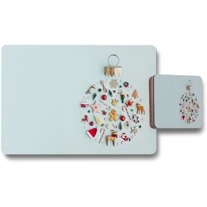 Benjamin Tate Design christmas objects laid out placemat coaster set in Natural Natural Benjamin Tate Design christmas objects laid out placemat coaster set in Natural Natural