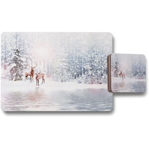 Benjamin Tate Design in the frost placemat coaster set in Natural Natural Benjamin Tate Design in the frost placemat coaster set in Natural Natural