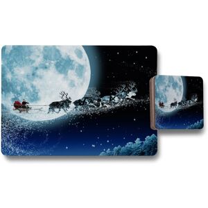 Benjamin Tate Design magic santas sleigh placemat coaster set in Natural Natural Benjamin Tate Design magic santas sleigh placemat coaster set in Natural Natural