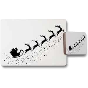 Benjamin Tate Design santa claus flying placemat coaster set in Natural Natural Benjamin Tate Design santa claus flying placemat coaster set in Natural Natural