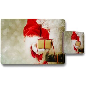 Benjamin Tate Design santa claus gloved hands placemat coaster set in Natural Natural Benjamin Tate Design santa claus gloved hands placemat coaster set in Natural Natural