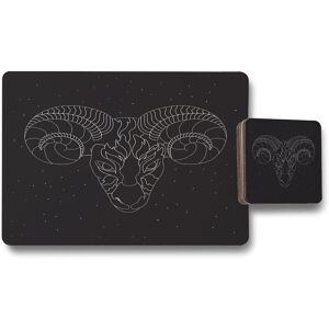 Benjamin Tate Design aries zodiac sign placemat coaster set in Natural Natural Benjamin Tate Design aries zodiac sign placemat coaster set in Natural Natural