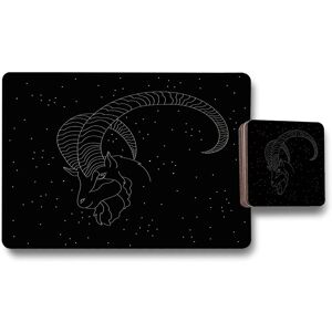 Benjamin Tate Design capricorn zodiac sign placemat coaster set in Natural Natural Benjamin Tate Design capricorn zodiac sign placemat coaster set in Natural Natural