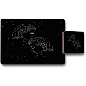 Benjamin Tate Design gemini zodiac sign placemat coaster set in Natural Natural Benjamin Tate Design gemini zodiac sign placemat coaster set in Natural Natural