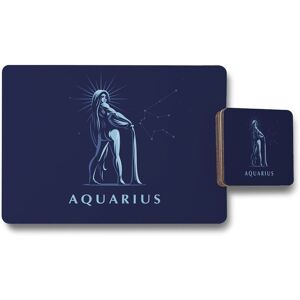 Benjamin Tate Design sign of the zodiac aquarius placemat coaster set in Natural Natural Benjamin Tate Design sign of the zodiac aquarius placemat coaster set in Natural Natural