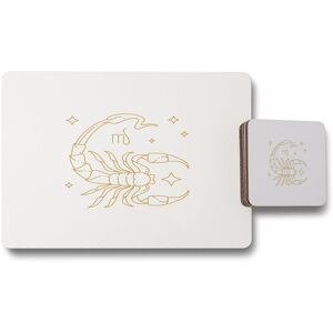 Benjamin Tate Design zodiac scorpio horoscope in gold white placemat coaster set in Natural Natural Benjamin Tate Design zodiac scorpio horoscope in gold white placemat coaster set in Natural Natural