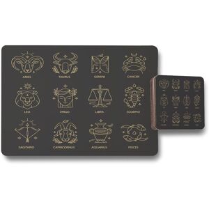 Benjamin Tate Design zodiac sign set placemat coaster set in Natural Natural Benjamin Tate Design zodiac sign set placemat coaster set in Natural Natural