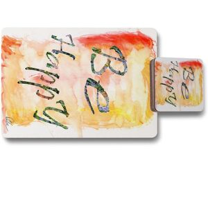 Benjamin Tate Design be happy placemat coaster set in Natural Natural Benjamin Tate Design be happy placemat coaster set in Natural Natural