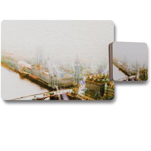 Benjamin Tate Design big ben in the mist placemat coaster set in Natural Natural Benjamin Tate Design big ben in the mist placemat coaster set in Natural Natural