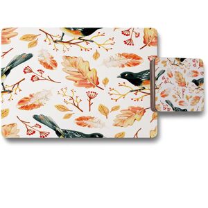 Benjamin Tate Design birds leaves in autumn placemat coaster set in Natural Natural Benjamin Tate Design birds leaves in autumn placemat coaster set in Natural Natural