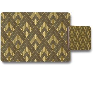 Benjamin Tate Design black gold striped triangles placemat coaster set in Natural Natural Benjamin Tate Design black gold striped triangles placemat coaster set in Natural Natural